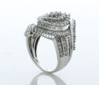 10ct White Gold Fancy Cluster Diamond Ring 2.00 Carats