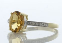 9ct Yellow Gold Diamond and Citrine Ring (C1.09) 0.04 Carats