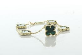 9ct Yellow Gold Vintage Alhambra Malachite Bracelet 17.40 Carats