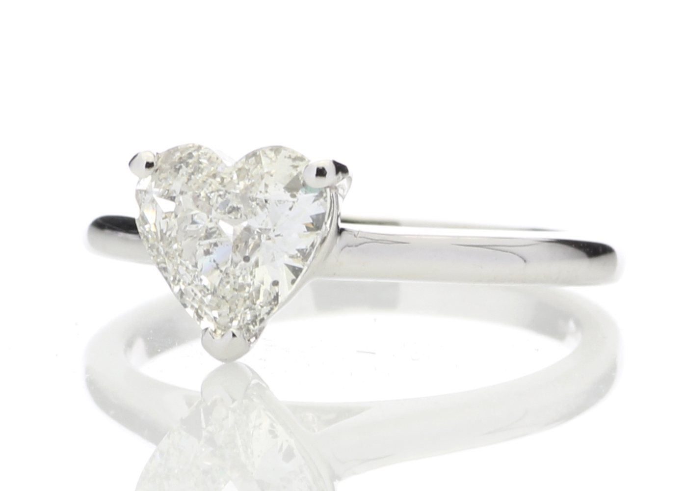 18ct White Gold Single Stone Heart Cut Diamond Ring 1.04 Carats