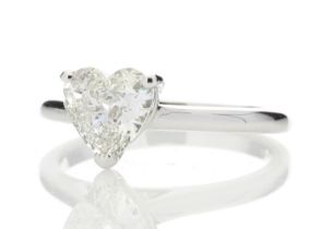 18ct White Gold Single Stone Heart Cut Diamond Ring 1.04 Carats