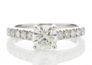 18ct White Gold Single Stone Diamond Ring With Stone Set Shoulders (1.02) 1.32 Carats