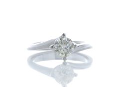 18ct White Gold Single Stone Fancy Claw Set Diamond Ring 0.71 Carats