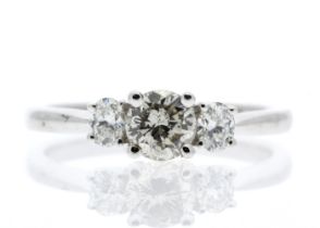 18ct White Gold Three Stone Claw Set Diamond Ring 0.73 Carats