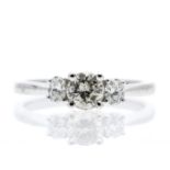 18ct White Gold Three Stone Claw Set Diamond Ring 0.73 Carats