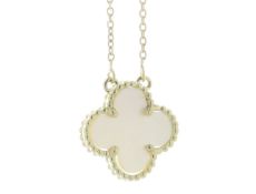 9ct Yellow Alhambra Clover Leaf Pearl Pendant and Chain 2.39 Carats