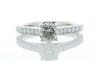 Platinum Single Stone Prong Set With Stone Set Shoulders Diamond Ring (0.89) 1.45 Carats