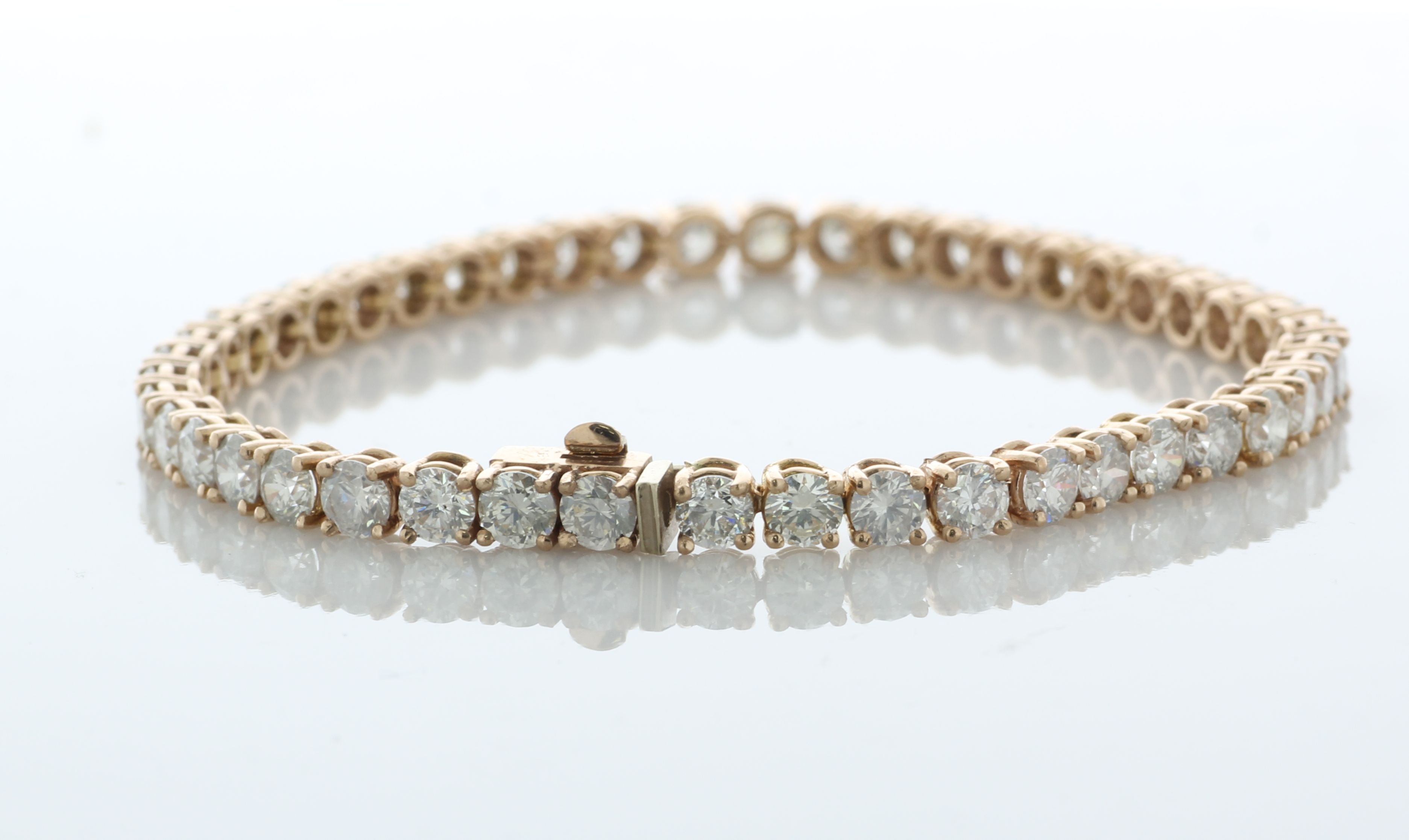 18ct Rose Gold Tennis Diamond Bracelet 10.01 Carats - Image 2 of 5