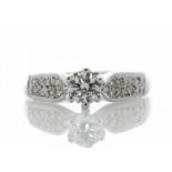 18ct White Gold Single Stone Claw Set With Stone Set Shoulders Diamond Ring (0.54) 0.76 Carats