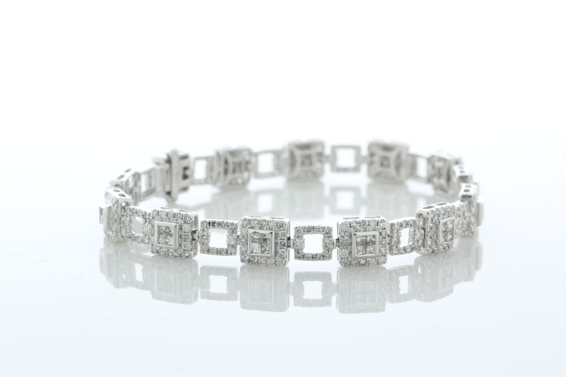 14ct White Gold Full Eternity Diamond Bracelet 3.80 Carats