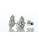 9ct White Gold Pear Shaped Cluster Diamond Stud Earring 0.40 Carats