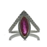 18ct White Gold Marquise Cut Ruby and Diamond Ring (R2.11) 0.47 Carats