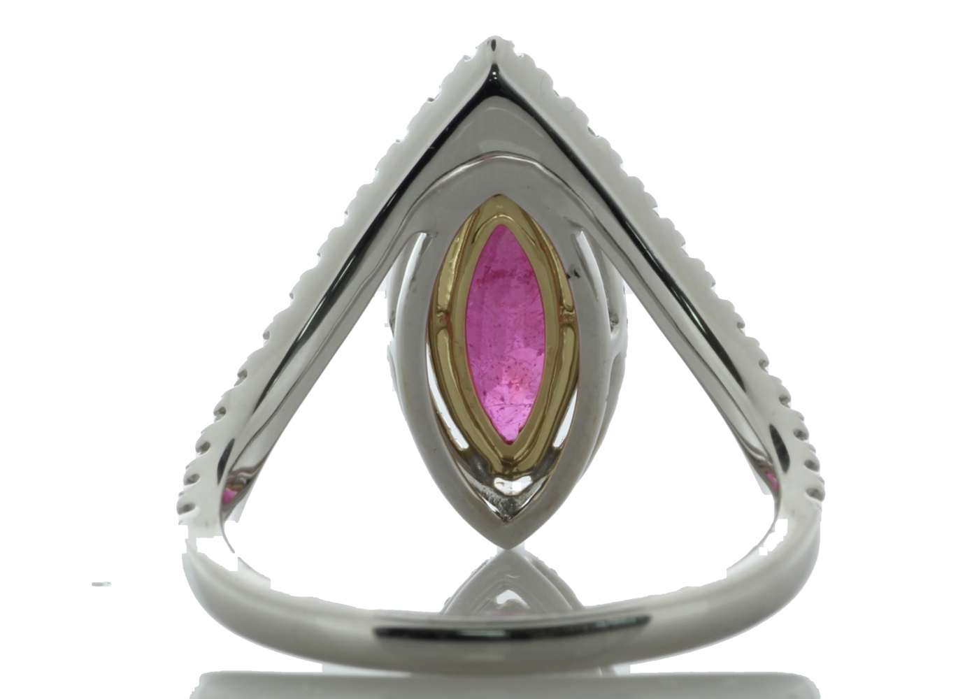 18ct White Gold Marquise Cut Ruby and Diamond Ring (R2.11) 0.47 Carats - Image 5 of 6