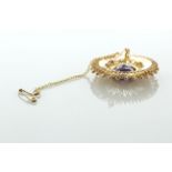 14ct Yellow Gold Vintage Starburst Design Amethyst Brooch