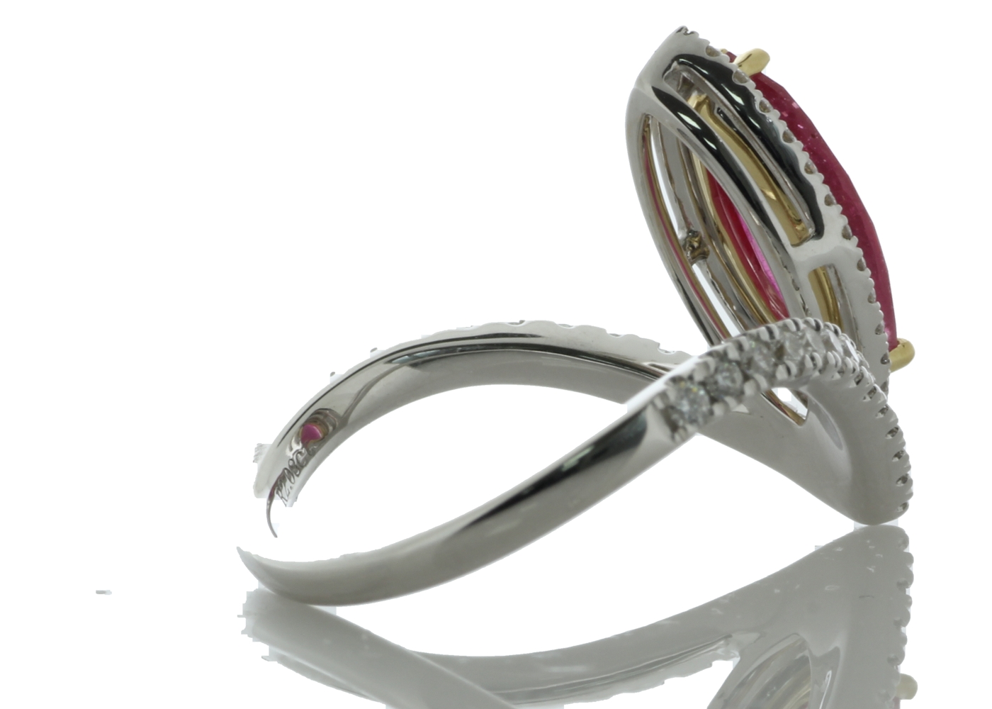 18ct White Gold Marquise Cut Ruby and Diamond Ring (R2.11) 0.47 Carats - Image 3 of 6