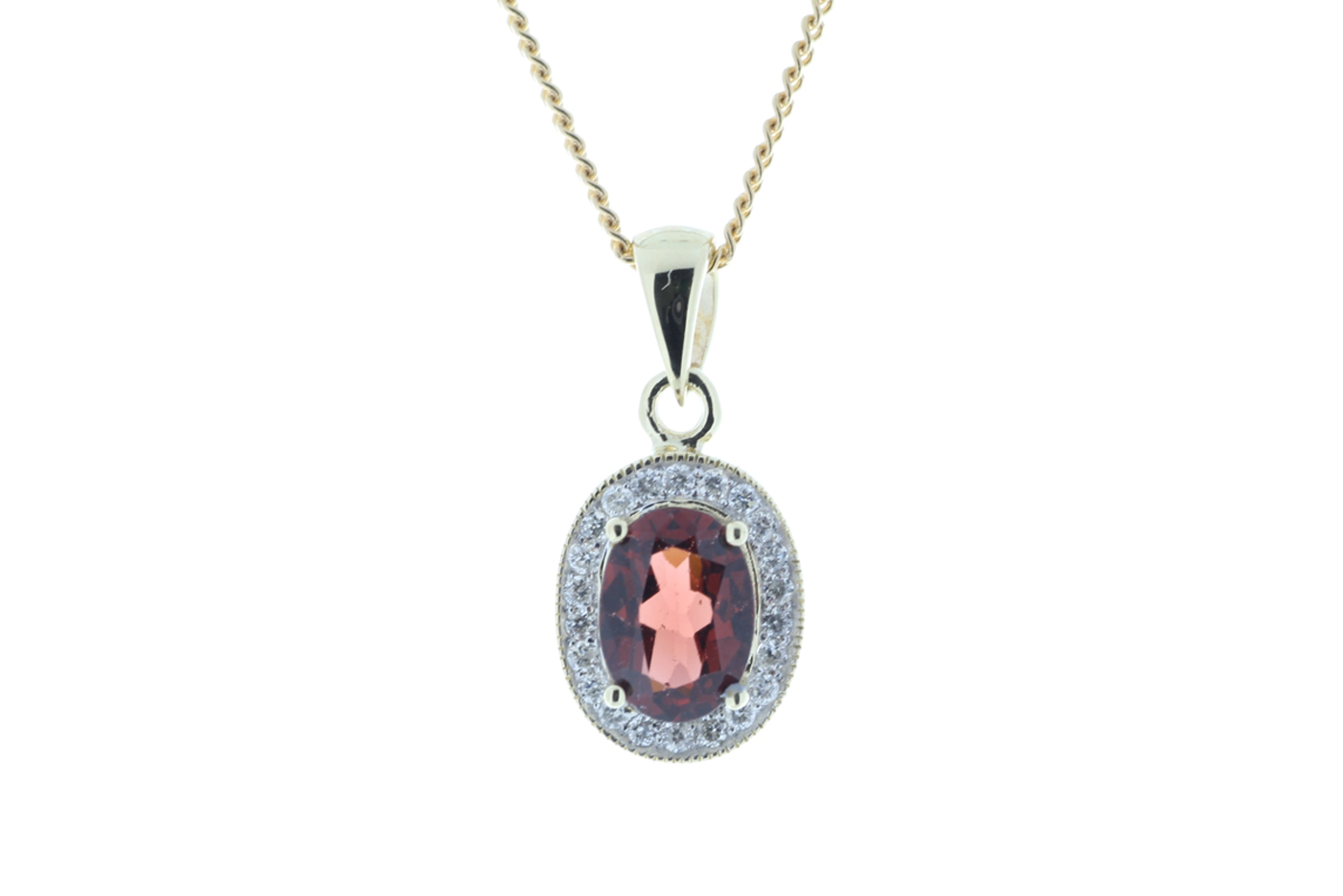 9ct Yellow Gold Diamond and Garnet Pendant (G0.75) 0.11 Carats