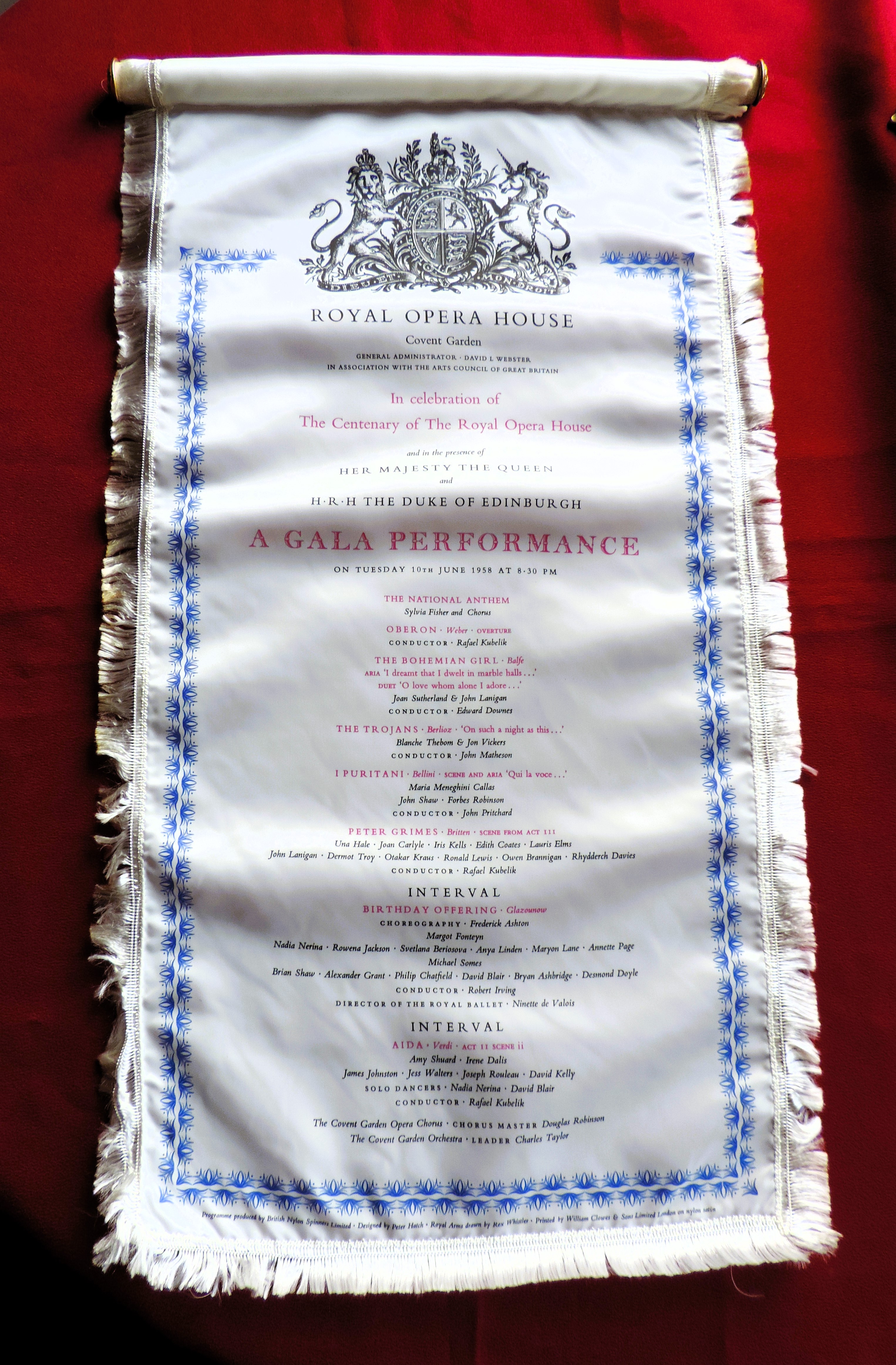 Rare Royal Opera House Silk Programme Centenary Gala Performance June 1958 - Image 2 of 9