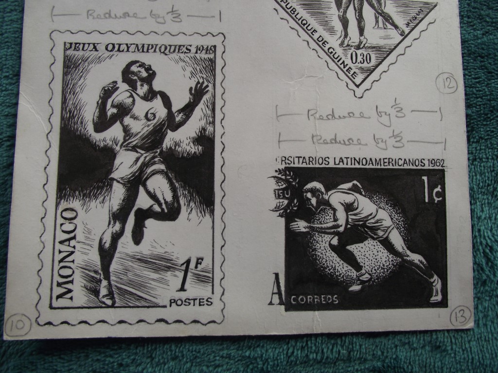 Orig. Drawings of Various National Sporting Stamps - B.l. Kearley Ltd.- Pre 1972 - Image 6 of 13