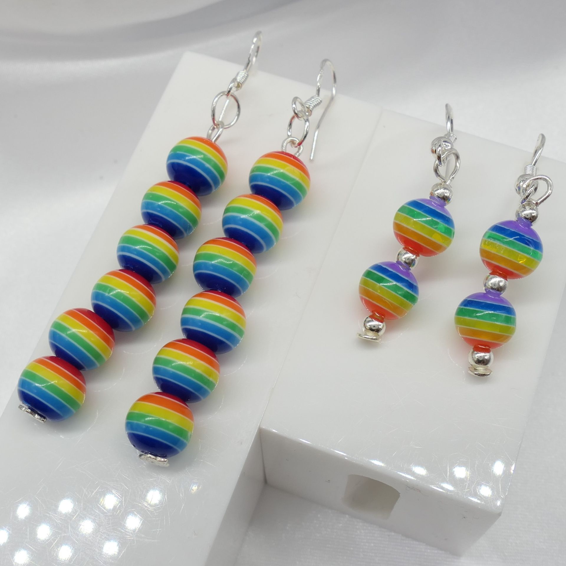 Silver and Resin Bead Drop Earrings X Two Pairs - Image 7 of 8