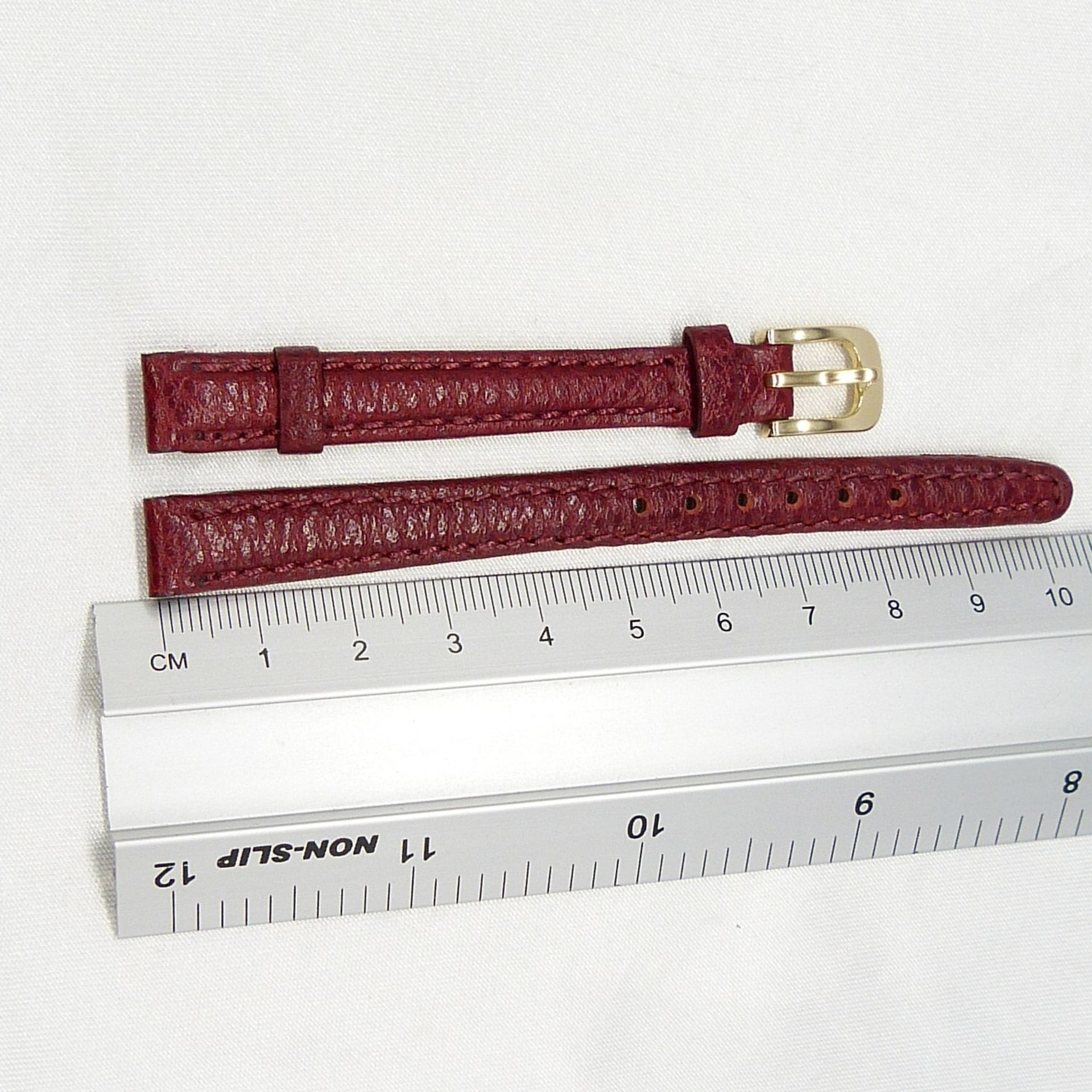 Red Leather Watch Strap, 10mm - Image 2 of 6