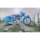 Triumph Bluebird Classic Motorbike Extra Large Metal Wall Art