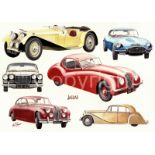 Jaguar 6 Iconic Car Montage Extra Large Metal Wall Art.