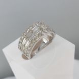 2.72 Carat Round Brilliant-Cut and Baguette-Cut Diamond Cocktail Ring