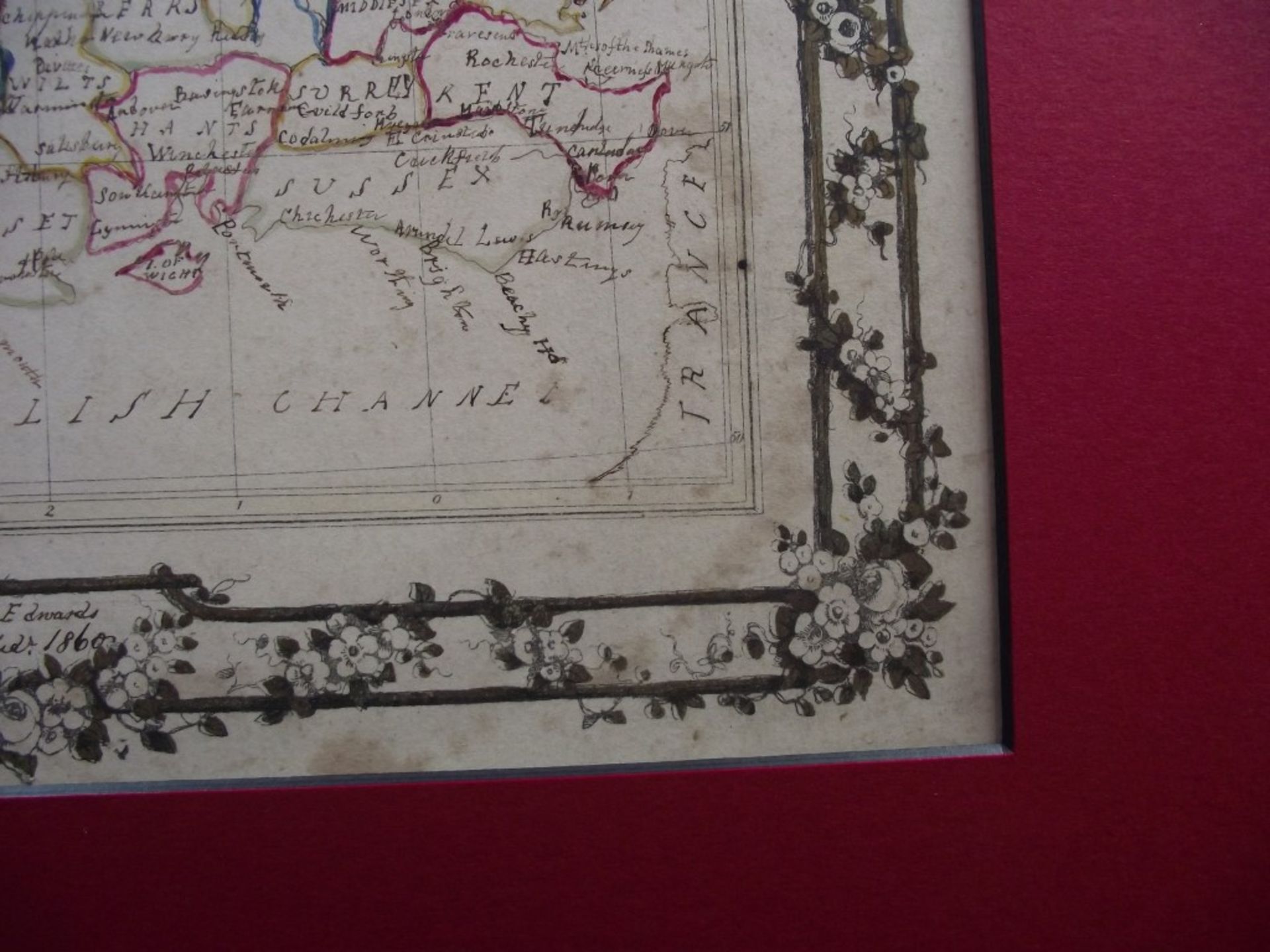 2 x 19th Century Hand Drawn Maps - Signed & Dated By Jane Edwards 1860 - Image 5 of 34