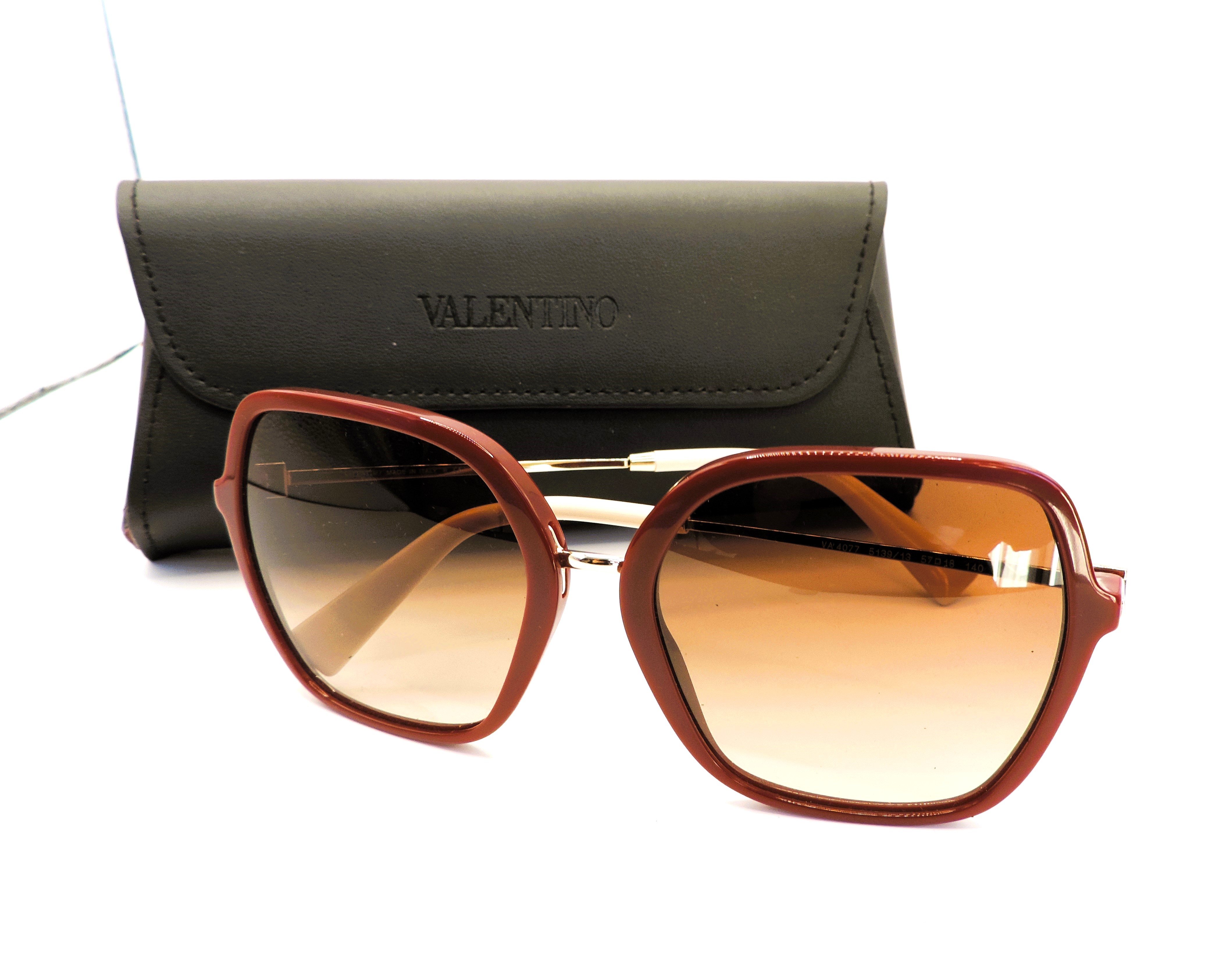 Valentino Maroon Framed Sunglasses VA 4077 New With Case - Image 9 of 10