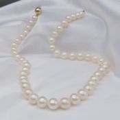 Freshwater Cultured Pearl Necklace With A Yellow Gold Ball Clasp
