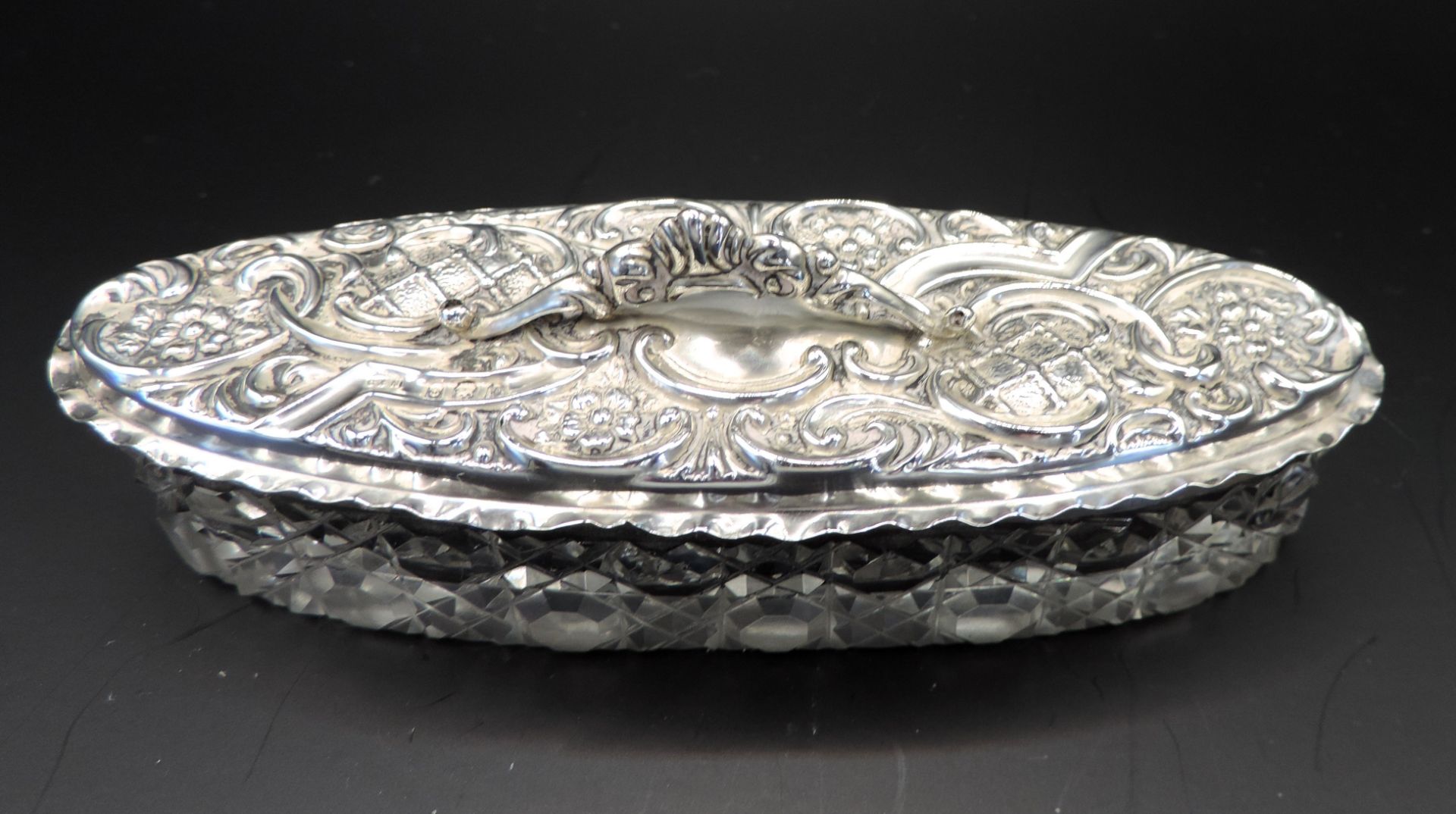 Victorian Cut Glass Sterling Silver Lidded Vanity Box Birmingham 1904 - Image 6 of 7