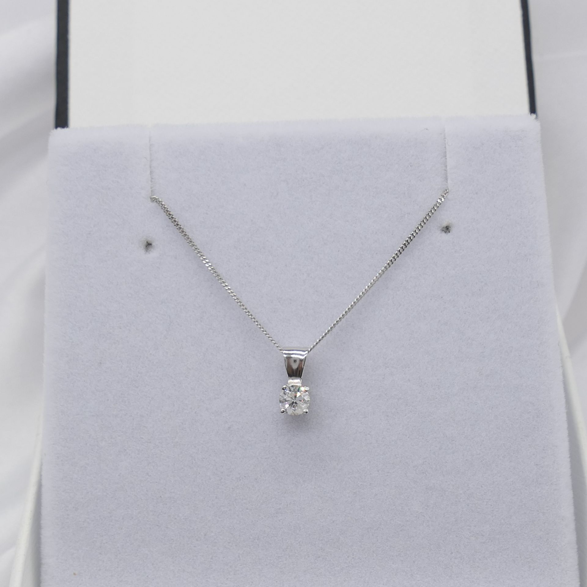 0.15 Carat Diamond Solitaire Necklace In White Gold, With Magnetic Gifting Box