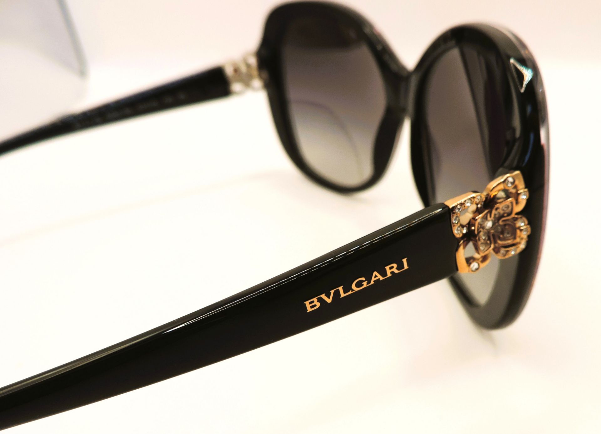 BVLGARI Black Sunglasses 8171-C Jewelled Hinged Detail New With Box & Certificate - Image 15 of 17