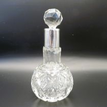 Antique George V Cut Glass Perfume Bottle Silver Collar Hallmark Date 1921