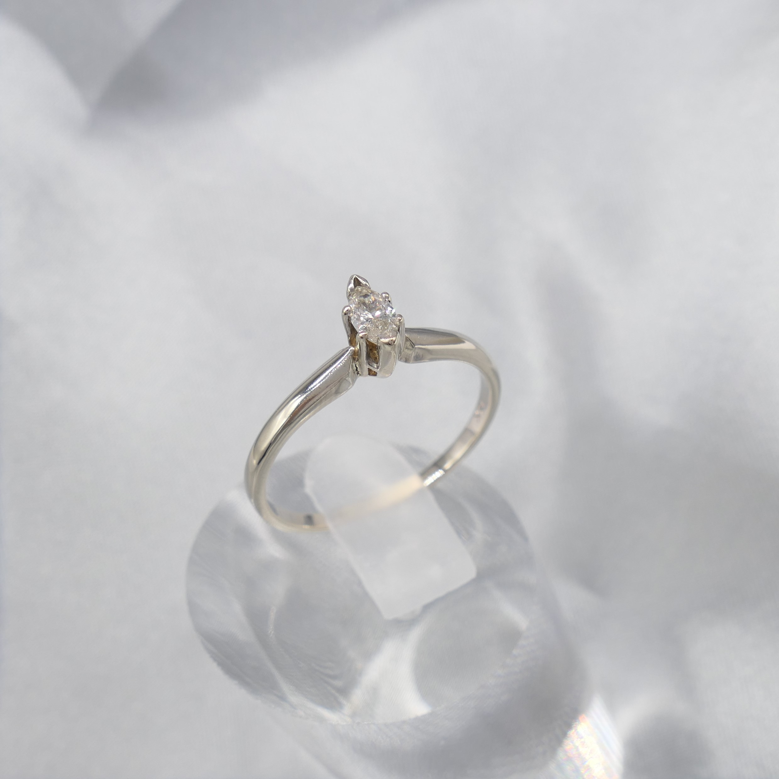 Marquise-cut Diamond Solitaire Ring In 14 Carat White Gold - Image 5 of 7