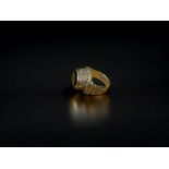Ottoman Black Stone White Metal Ring Size S