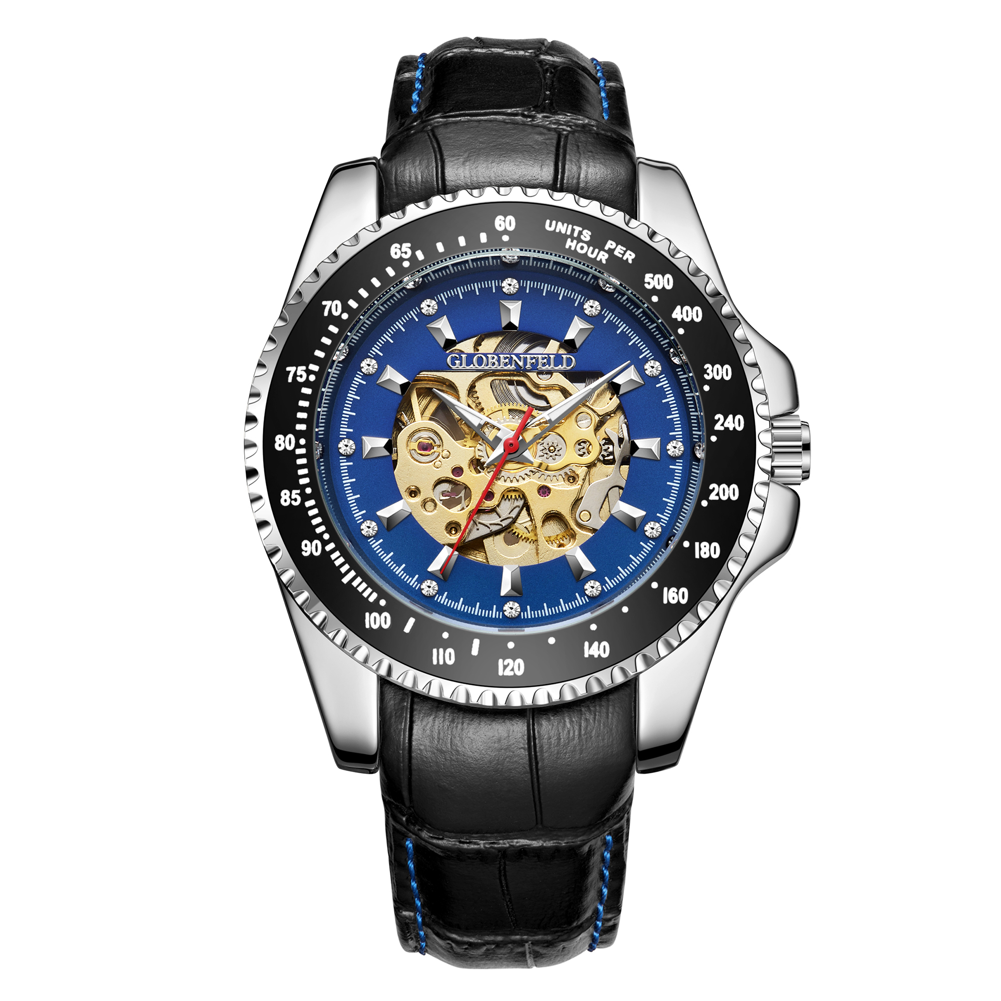 Hand Assembled Globenfeld Limited Edition Cage Blue Watch - Free Delivery & 5 Year Warranty