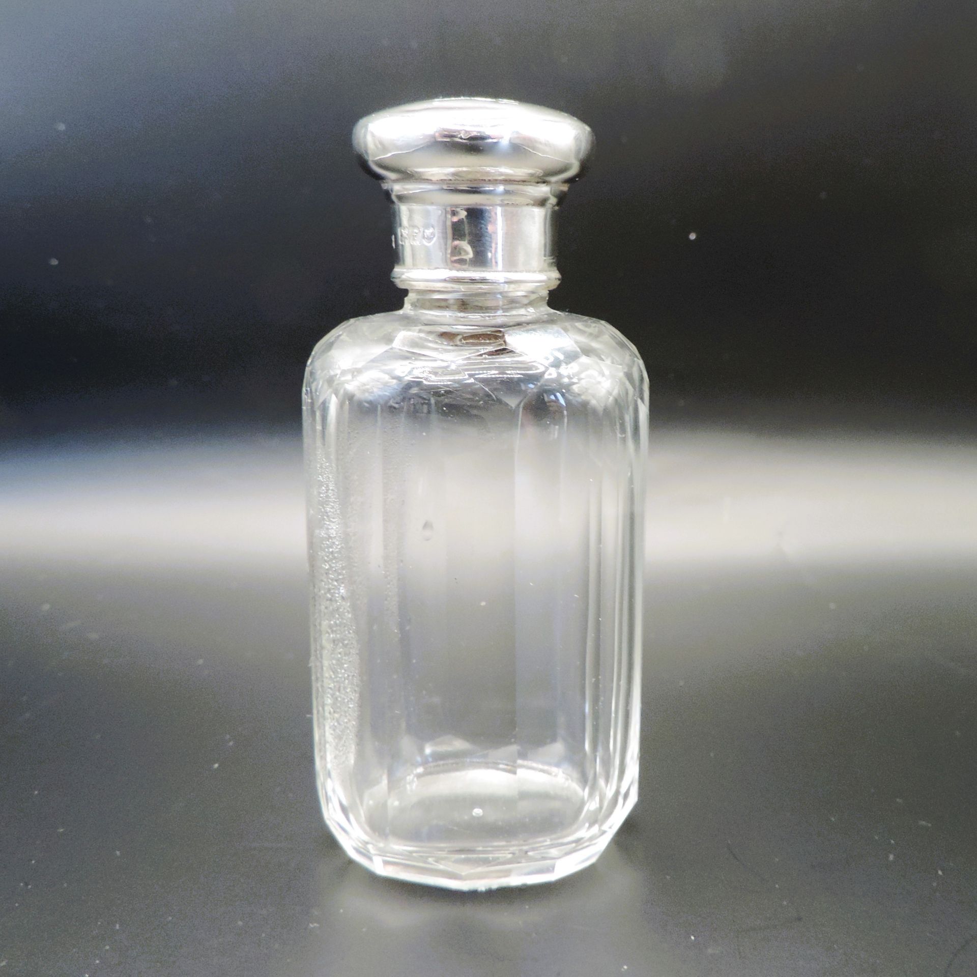 Antique Edwardian Glass Cologne Bottle Sterling Silver Screw Top Birmingham 1905 - Image 7 of 7