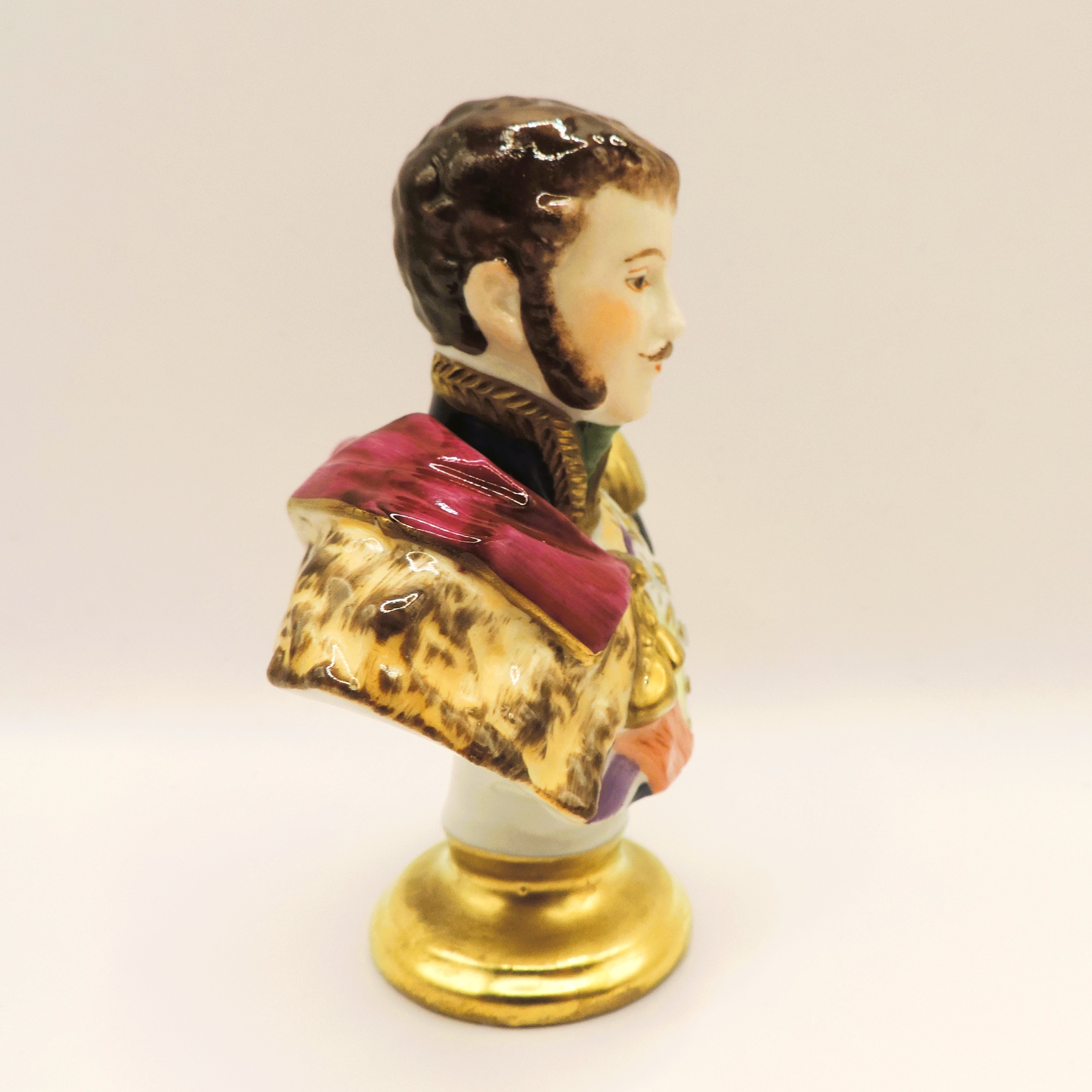 Rudolf Kammer Volkstedt Miniature Porcelain Bust of Napoleonic Marshal Poniatowski - Image 3 of 9