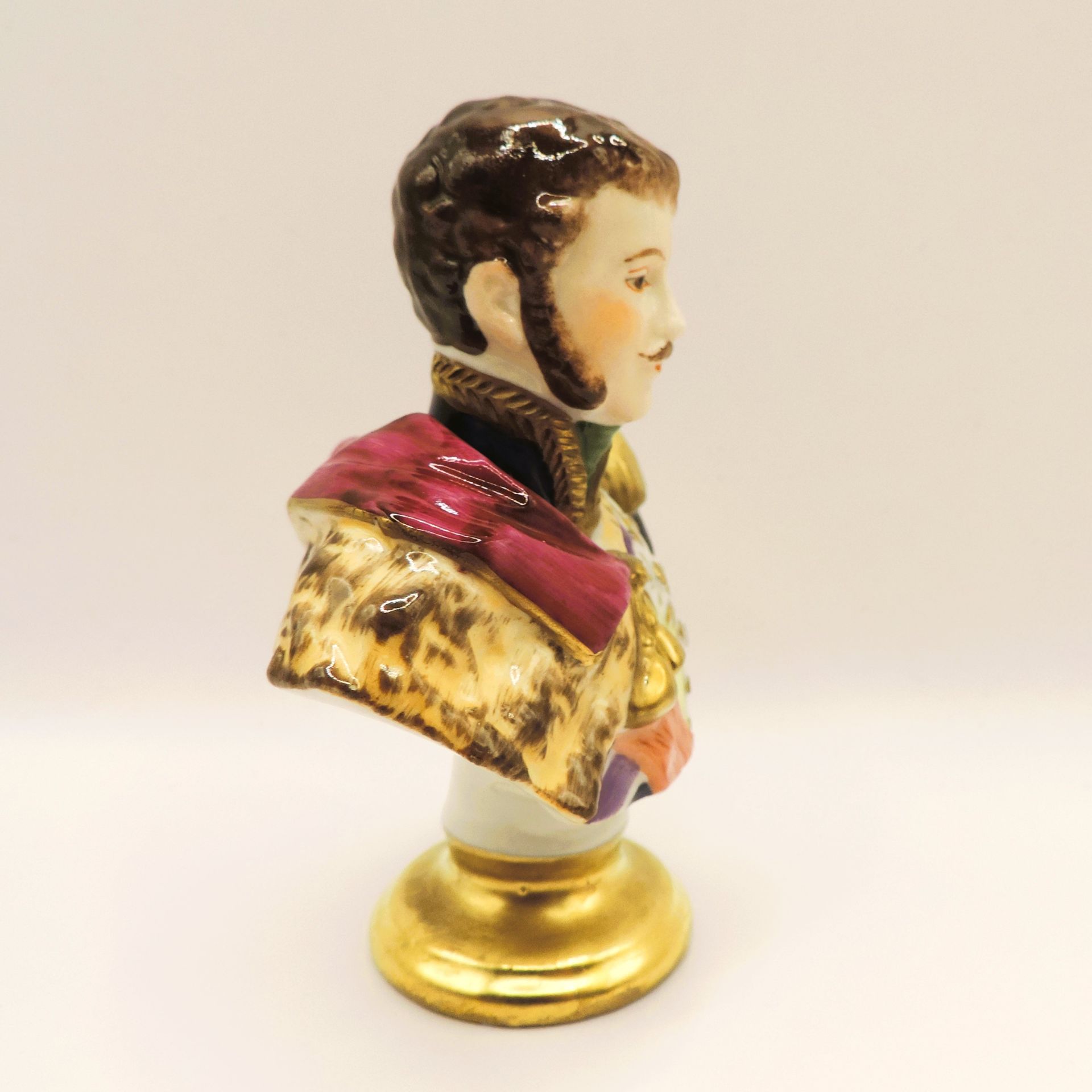 Rudolf Kammer Volkstedt Miniature Porcelain Bust of Napoleonic Marshal Poniatowski - Image 3 of 9