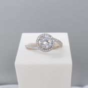 Silver Cubic Zirconia Halo and Twist Dress Ring