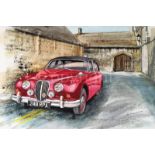 Inspector Morse Jaguar Parked ln an Oxford Lane Extra Large Metal Wall Art.