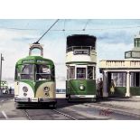 Blackpool 1950's Trolley Bus Scene Extra Large Metal Wall Art.