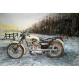 1960's TR6 C Triumph Scrambler Extra Large Metal Wall Art-2