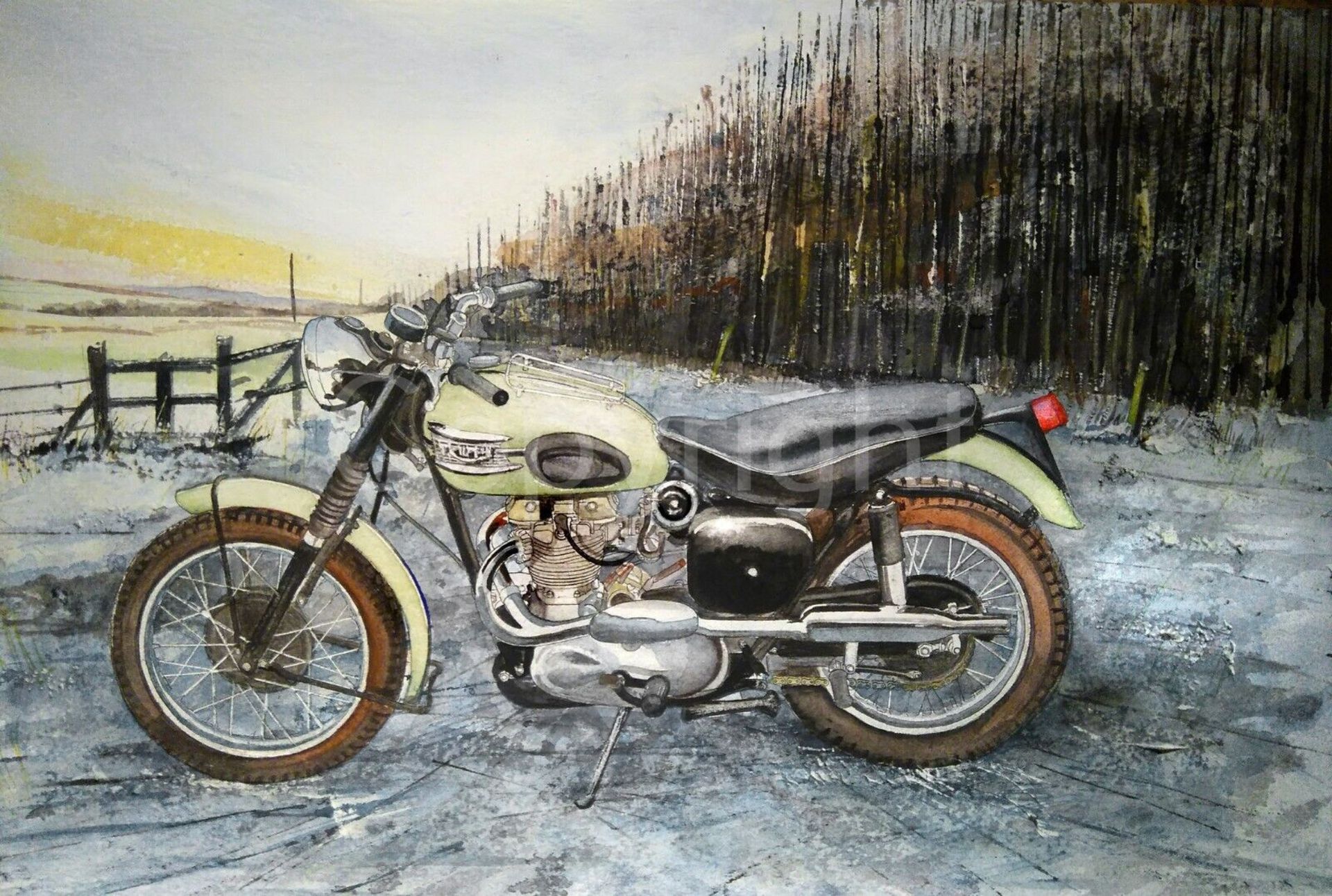 1960's TR6 C Triumph Scrambler Extra Large Metal Wall Art-2