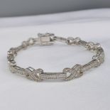 Stylish Serling Silver Ribbon-Style Bracelet, Gem Set