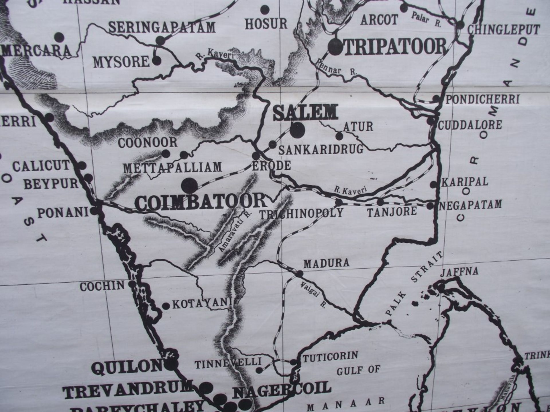 Rare - South India Cloth Map - G.W. Bacon & Co. - Showing LMS Stations - Circa 1900 - Image 8 of 10
