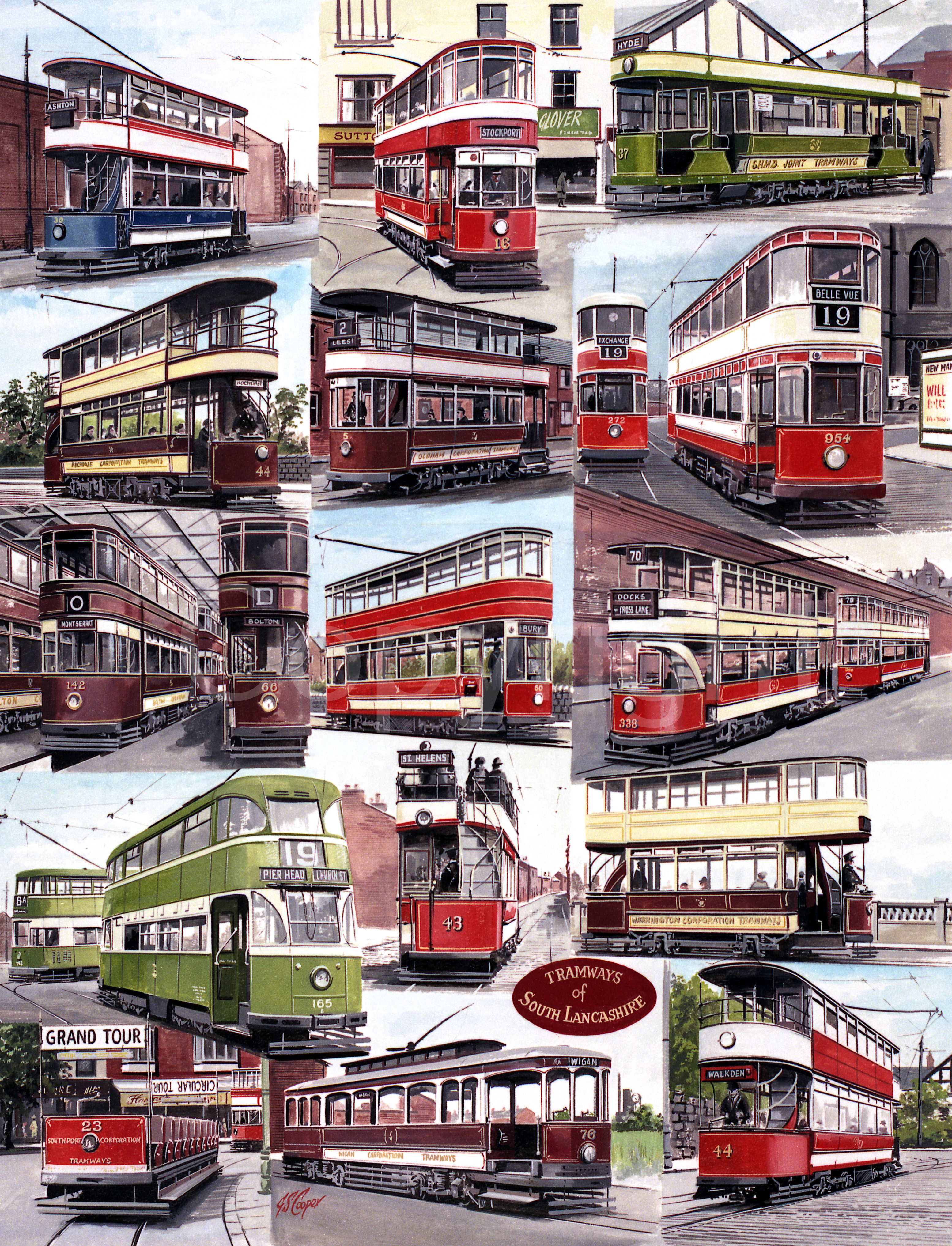 Tramways of South Lancashire Multi-Montage Extra Large Metal Wall Art.