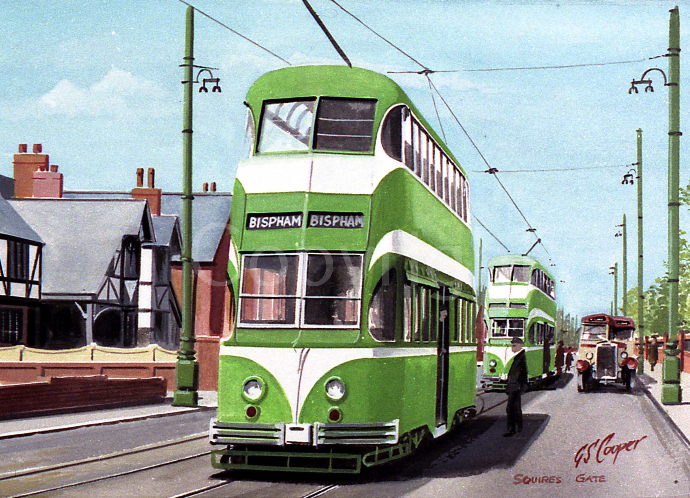 Blackpool Squires Gate Bus Scene Extra Large Metal Wall Art.