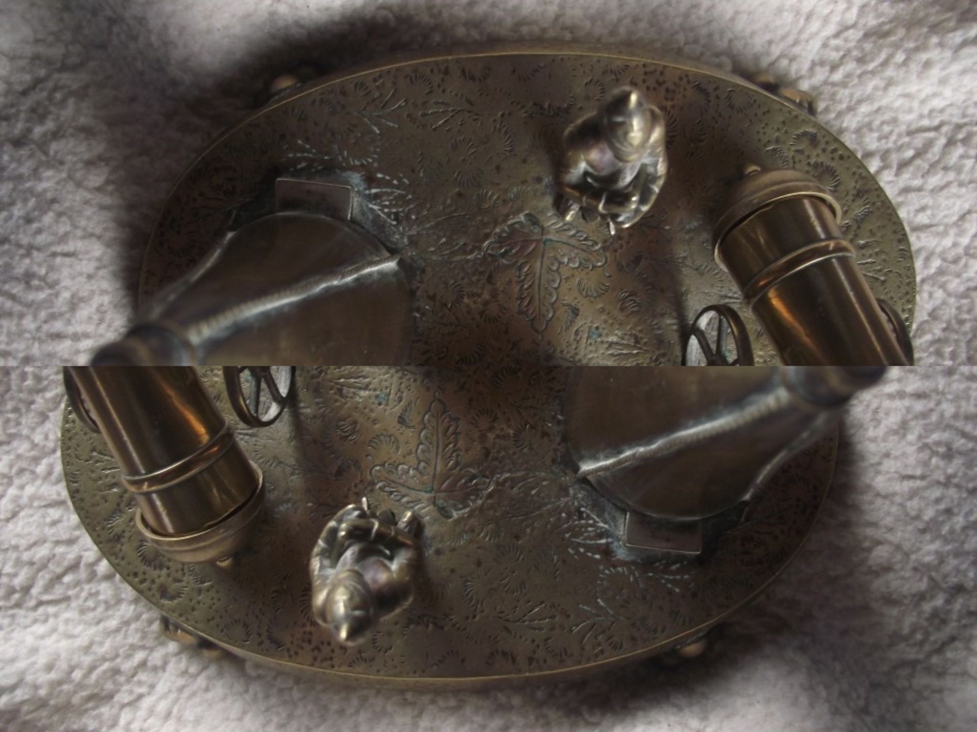 Victorian Brass Inkwell Desk Set - Military Theme - Lozenge Mark 13th January 1883 - Image 20 of 32